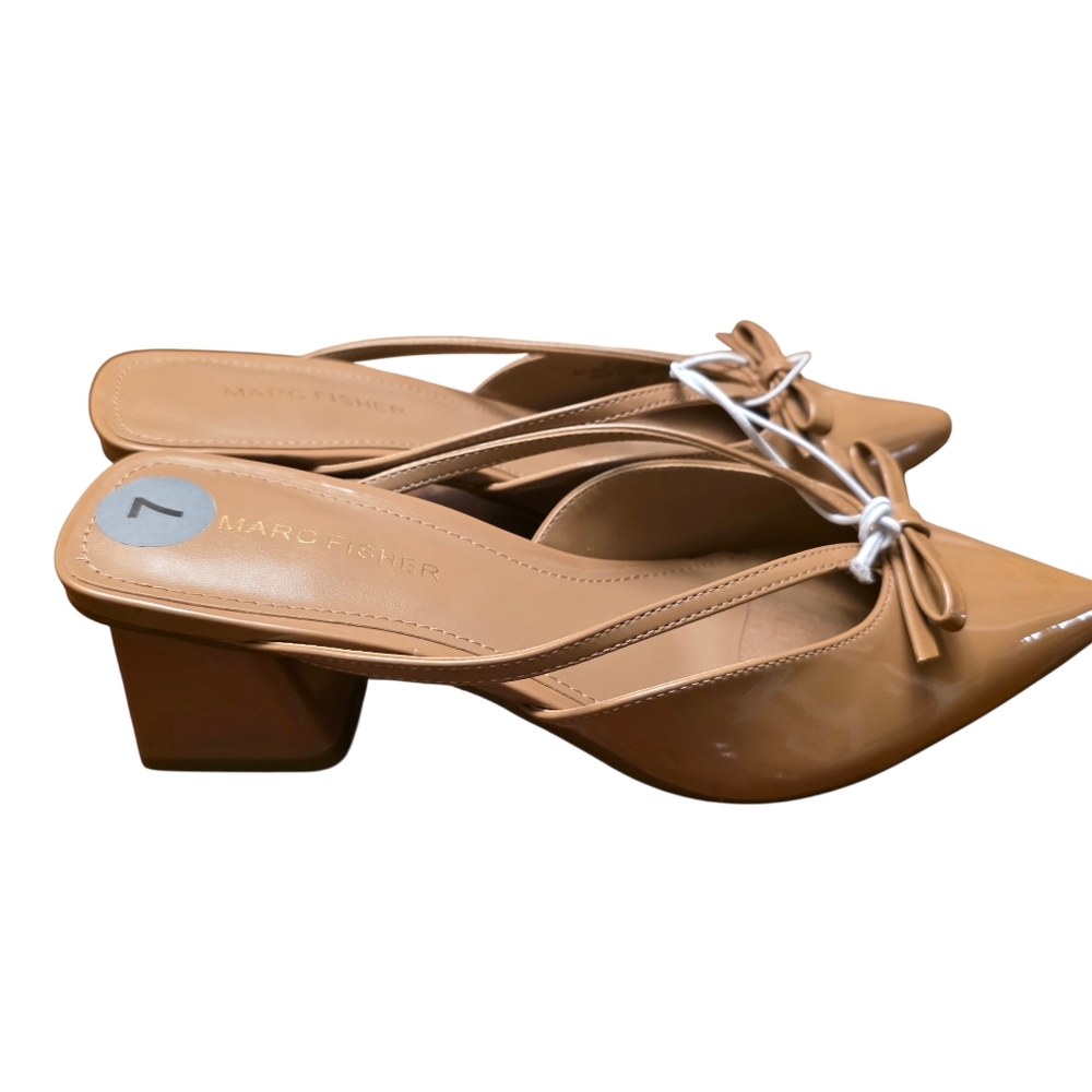 Marc Fisher Tan Women's Block Heel Mule Pumps Sizes Left 6.5, 7, 8 - Picture 6 of 11